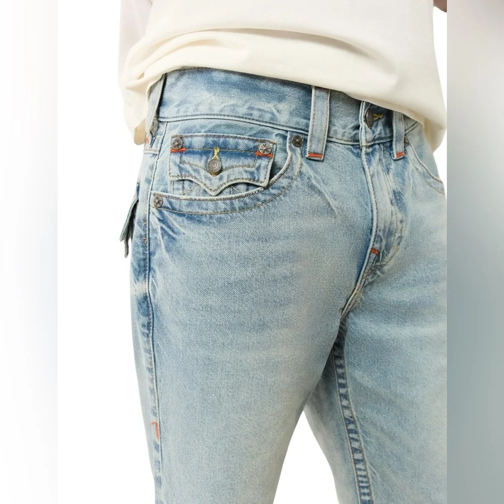 True Religion Men's Ricky Snap Flap Light Short Fray Hem size 30‎ New With Tags